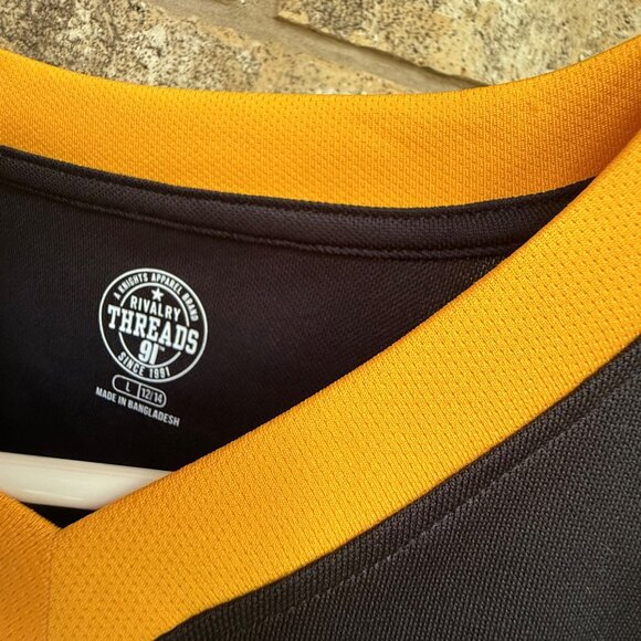 size L 12/14 Iowa Hawkeyes Rivalry Threads Black Yellow Jersey #1 polyester Foot - Picture 3 of 5